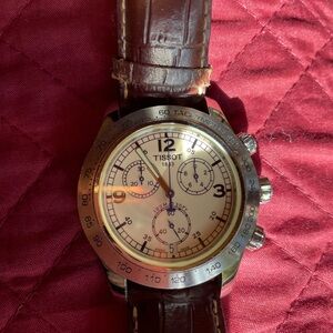 Tissot Silver V8 Chronograph with Brown Leather Band